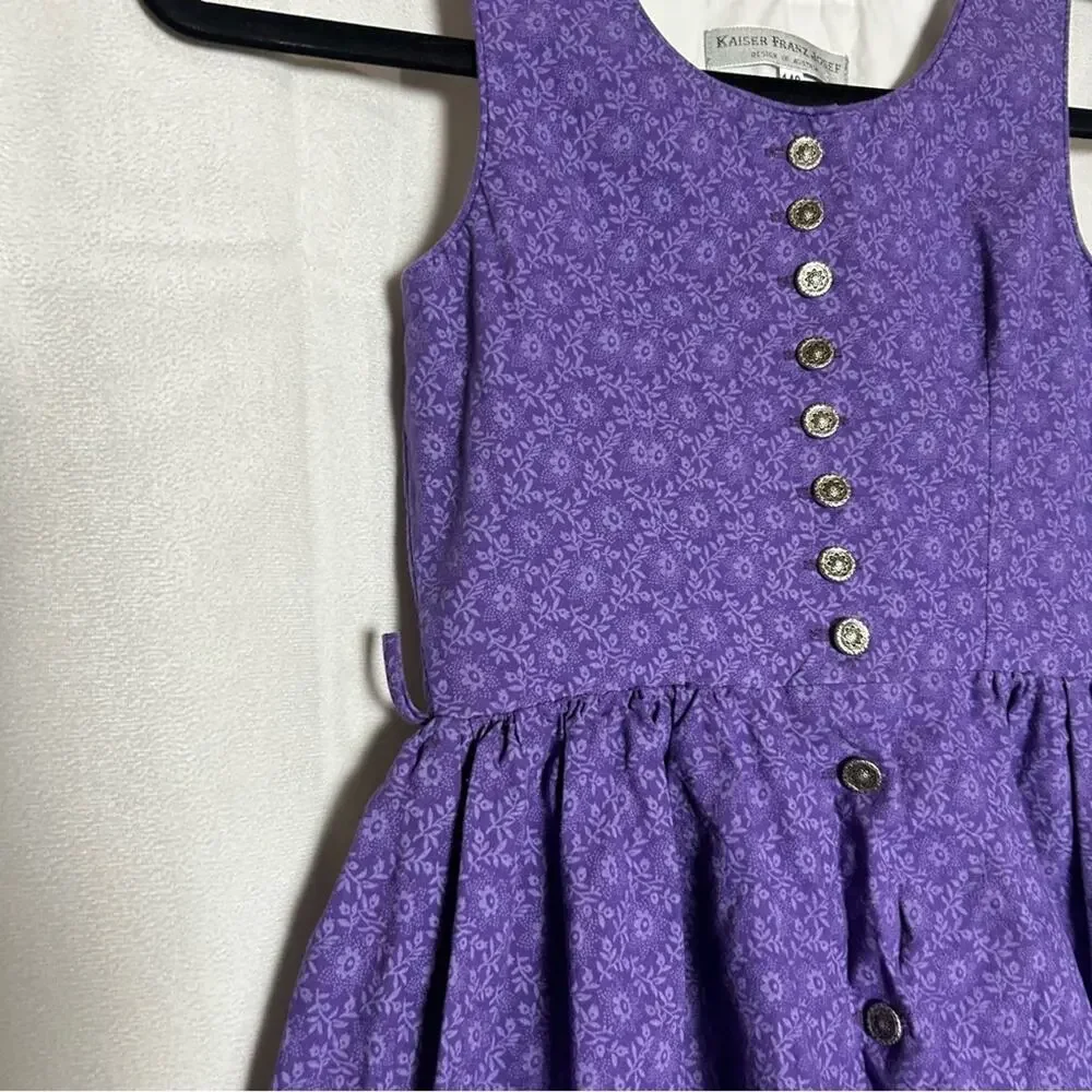 Vintage Kaiser Franz Josef Made in Austria 100% Cotton Purple Dress Size 140‎
